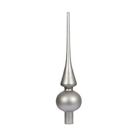 Pointe de sapin en verre gris clair finition mate 25 cm