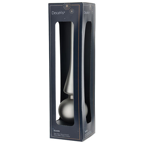 Pointe de sapin en verre gris clair finition mate 25 cm 2