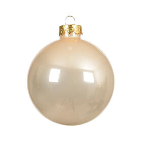 Weihnachtsbaumschmuck, Christbaumkugel in Beige, glänzendes Glas – Ø 15 cm