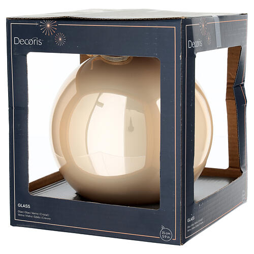 Weihnachtsbaumschmuck, Christbaumkugel in Beige, glänzendes Glas – Ø 15 cm 2