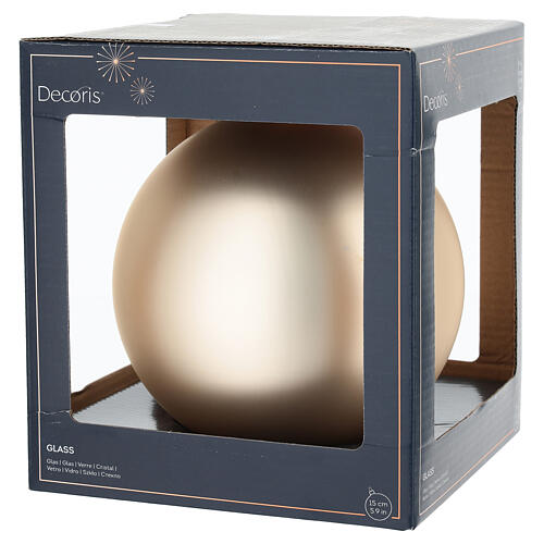 Bola de Natal de vidro esmaltado opaco beige 15 cm 2