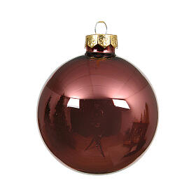 Dark red glossy enamelled glass Christmas ball, 6 in
