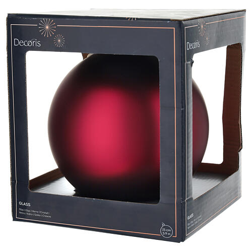 Dark red frosted glass Christmas ball 15 cm 2