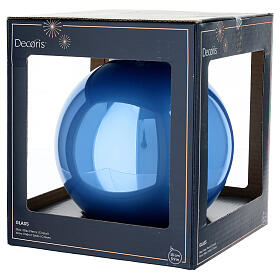 Pallina blu cielo vetro smaltato lucido 15 cm
