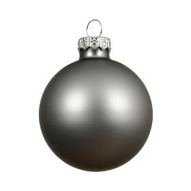 Boule de Noël en verre émaillé gris clair mat 15 cm