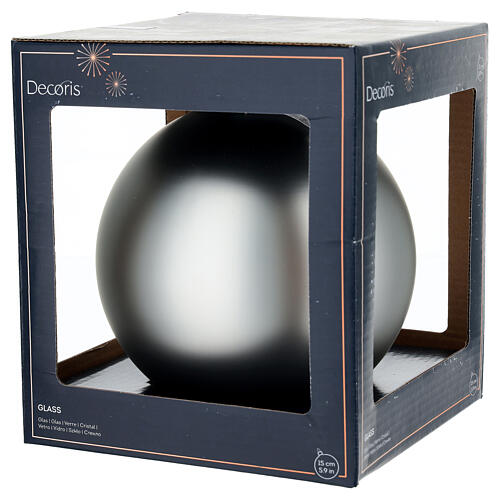 Boule de Noël en verre émaillé gris clair mat 15 cm 2