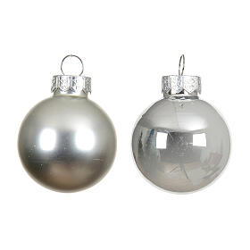 Box 16 palline argento vetro riciclato lucido e opaco 3,5 cm
