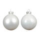Box of 6 white glass Christmas balls, glossy and matte finish 8 cm s1