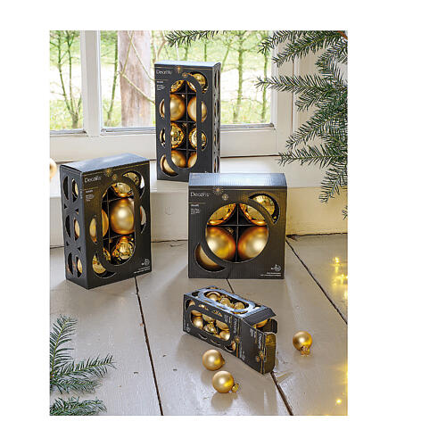 Weihnachtsbaumschmuck, 16-teiliges Set, goldfarbene Kugeln in matt und glänzend, recyceltes Glas – Ø 3,5 cm 3