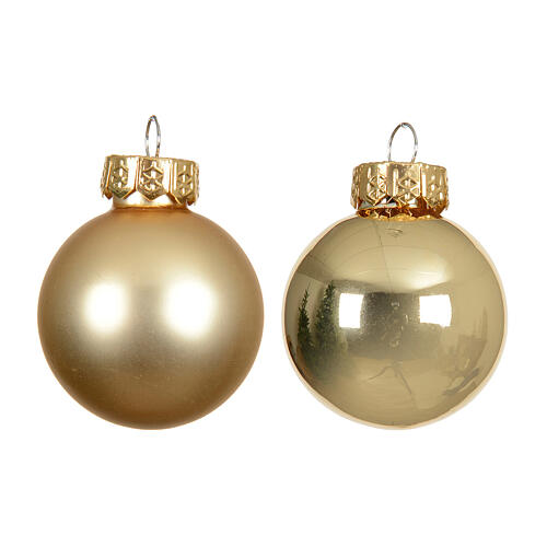 Zestaw 16 bombek ze szkła z recyklingu - złoty kolor, wykończenie błyszczące i matowe, 3,5 cm 1