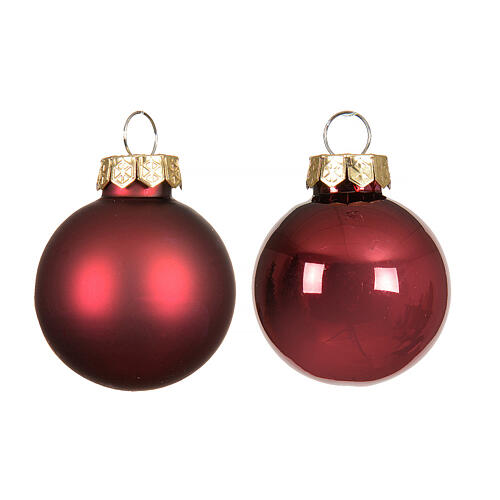 Boîte 16 boules de Noël rouges en verre recyclé brillant et mat 3,5 cm 2