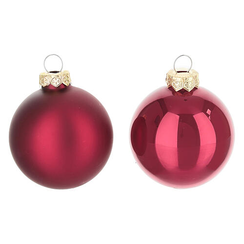 Box 12 palline rosse vetro riciclato lucido e opaco 6 cm 2