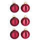 Box 6 palline rosse vetro lucido e opaco 8 cm s1