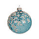 Box 6 palline vetro azzurro trasparente decoro foglie 8 cm s2