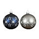 Weihnachtsbaumschmuck, 6-teiliges Set, Kugeln in Blau und Grau mit Sternendekor, Glas – Ø 8 cm s2