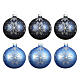 Box 6 palline blu e azzurre opache motivo fiocchi di neve 8 cm s1