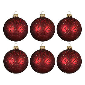 Pallina di Natale rosso vetro opaco ramo 8 cm