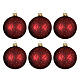 Set of 6 matte red glass balls with decorative branches 8 cm s1