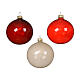 Set 6 palline lucide rosso scuro, rosso e bianco vetro trasparente 8 cm s2