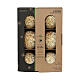 Set 6 palline vetro bianche glitter dorati 8 cm s3