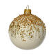 Set of 6 white glass Christmas balls with golden glitter 8 cm s2
