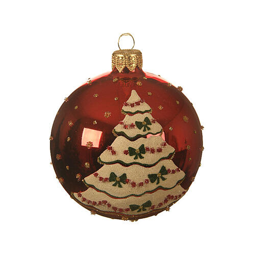 Set 6 palline vetro lucido rosso e verde albero di natale 8 cm 2