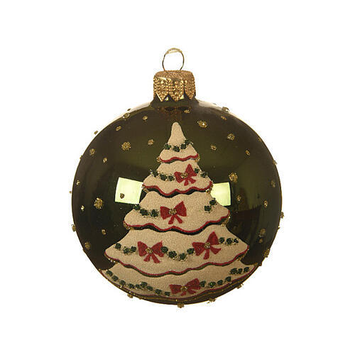 Set of 6 shiny red and green glass Christmas balls 8 cm 3