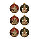 Set of 6 shiny red and green glass Christmas balls 8 cm s1