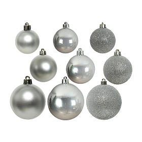 Weihnachtsbaumschmuck, 26-teiliges Set, Kugeln in glänzend, matt und glitzernd, verschiedene Größen, recycelter Kunststoff – Ø 6–10 cm