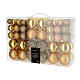 Weihnachtsbaumschmuck, 100-teiliges Set, goldfarbene Kugeln in glänzend, matt und glitzernd, verschiedene Größen, recycelter Kunststoff – Ø 3–6 cm s1