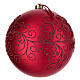Set of 6 matte red Christmas balls with swirl pattern, 3 in, recycled plastic s2