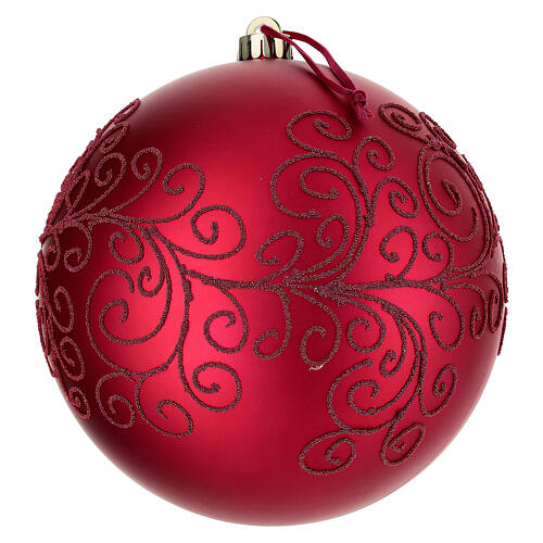 Set of 6 matte red branch Christmas baubles 8 cm recycled plastic 2