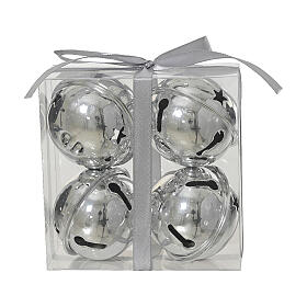 Set of 4 silver iron bell Christmas ornaments, 11x11x5