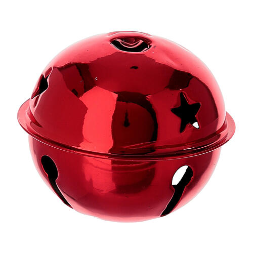 Set of 8 shiny red bell tree ornaments, 7 cm 2