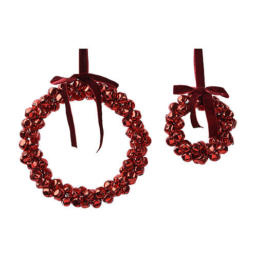 Set of 2 red bell garlands, 10 in 1
