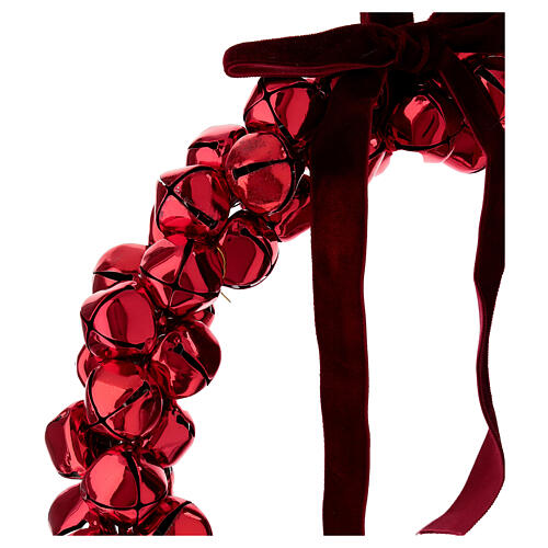 Set of 2 red bell wreaths, 25 cm 2