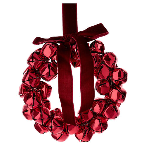 Set of 2 red bell wreaths, 25 cm 4