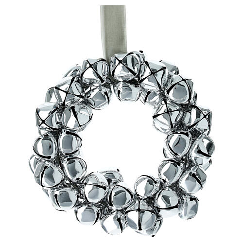 Set of 2 silver-colored iron bell wreaths, 25 cm 4