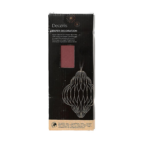 Weihnachtsbaum-Dekoration aus Papier – Kugel, bordeaux, 20 cm, FSC® 100 % 2
