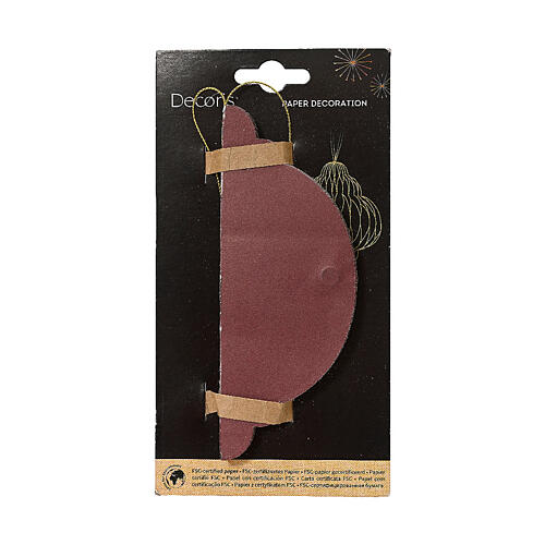 Adorno papel árbol de Navidad bola burdeos y oro 10 cm FSC 2