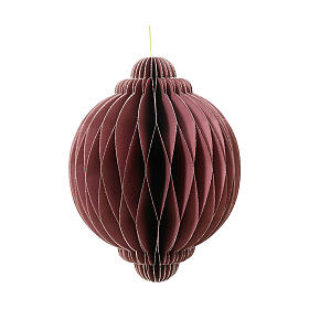 Décoration papier sapin de Noël boule bordeaux et or 11 cm 100% FSC