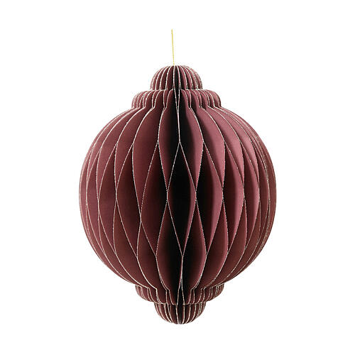 Décoration papier sapin de Noël boule bordeaux et or 11 cm 100% FSC 1