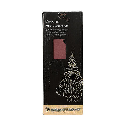 Decoración papel árbol de Navidad burdeos y oro 20 cm 100% 2
