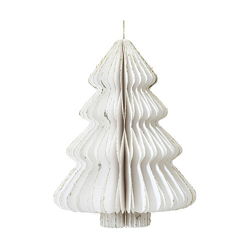 Addobbo carta albero di Natale bianco e oro 40 cm FSC 1