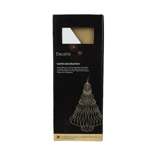 Addobbo carta albero di Natale bianco e oro 40 cm FSC 2