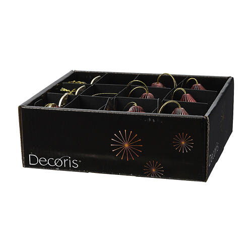 Caja 12 adornos papel borgoña varias figuras 6x6 cm 2