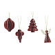 Box of 12 burgundy paper decorations with various figures 6x6 cm s1