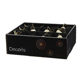 Boîte 12 décorations en papier blanc différentes formes 6x6 cm