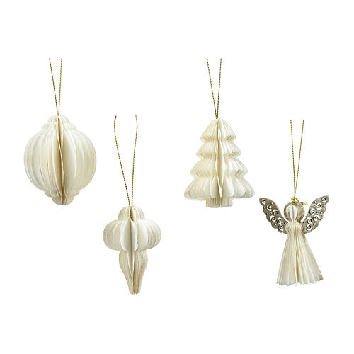 Boîte 12 décorations en papier blanc différentes formes 6x6 cm 1