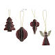 Boîte 12 décorations en papier bordeaux finitions or formes variées 6x6 cm s1